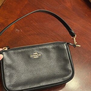 Coach Black Pebbled Leather Wristlet